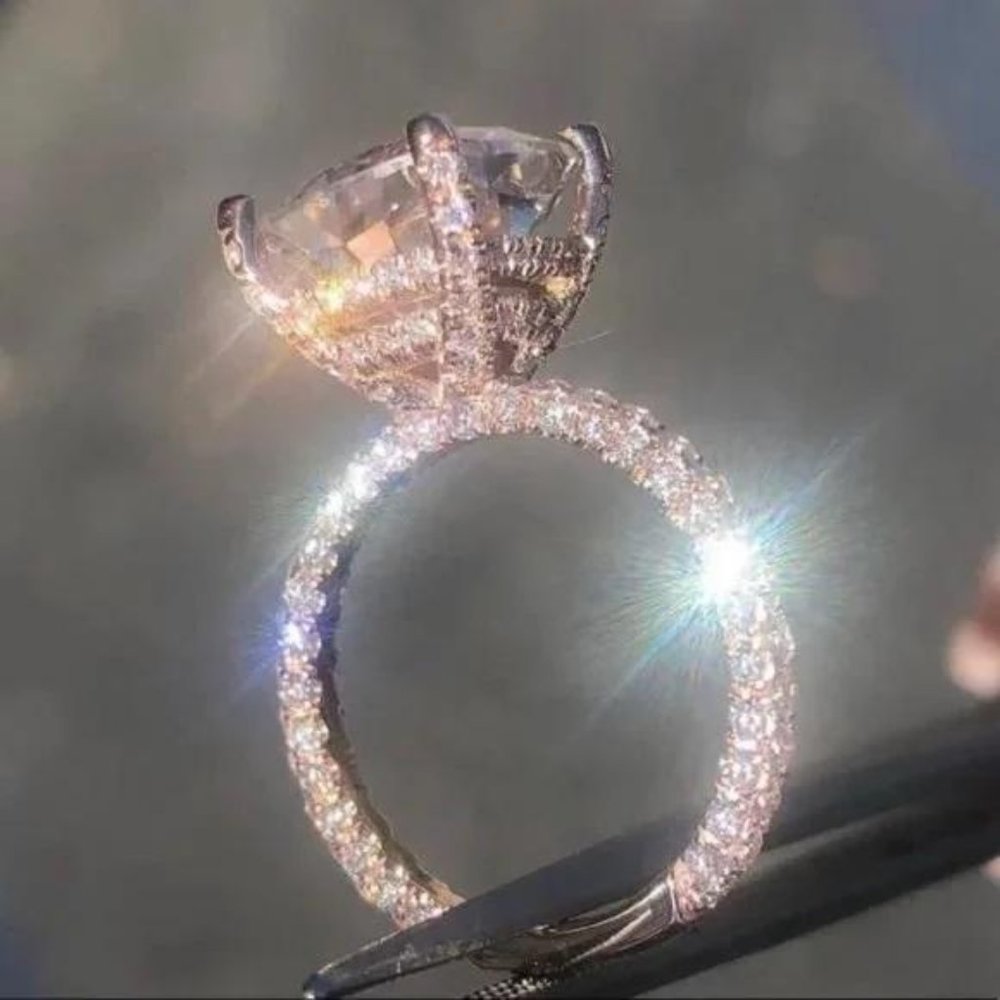 New 6 Carat 18K Rose Gold Morganite Ring, beautiful Ring, shiny Ring - Picture 2 of 8